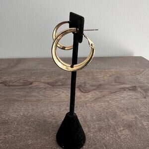 Chunky gold tone omega back hoop earrings